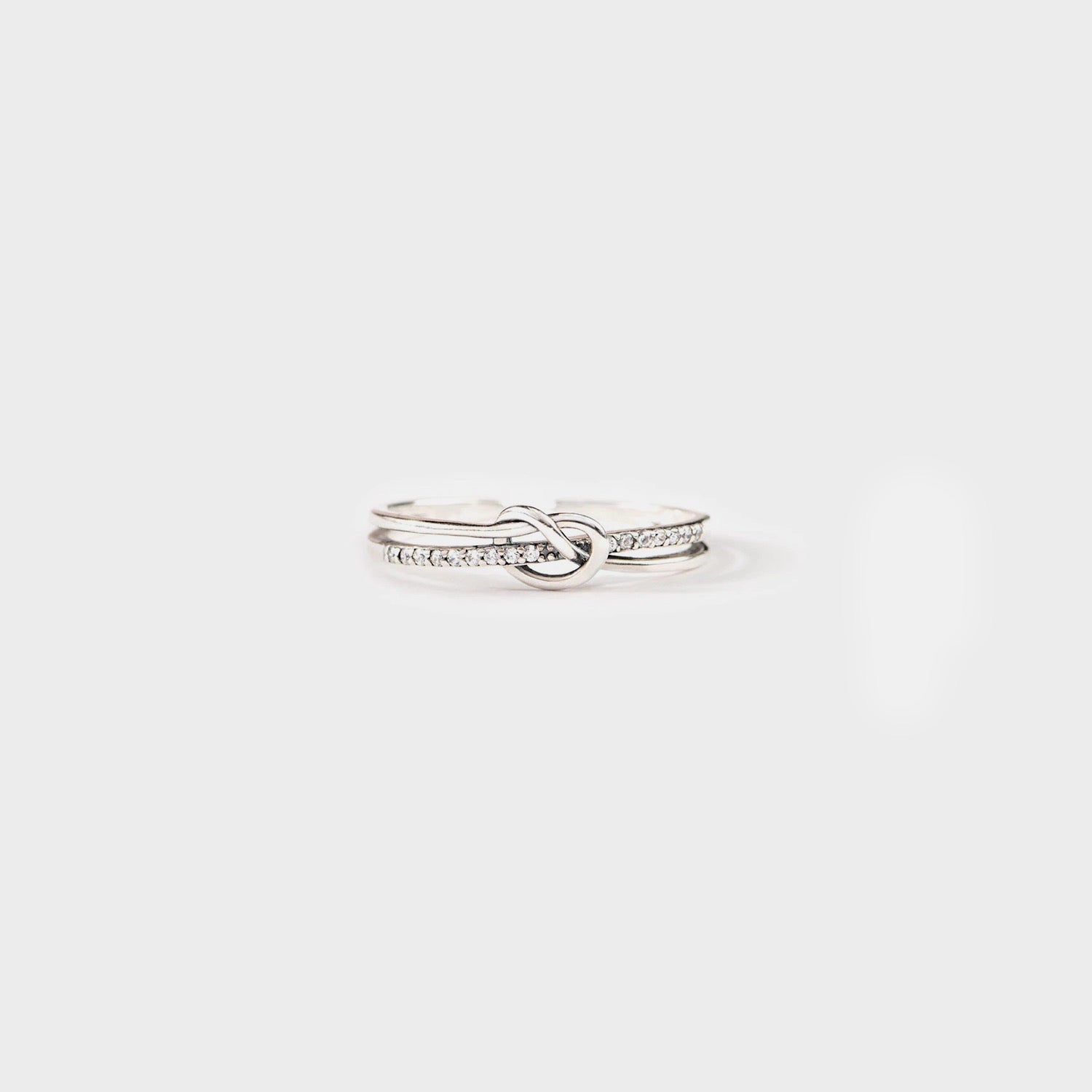 925 Sterling Silver Double - Layered Knot Ring - Ayida Moissanite