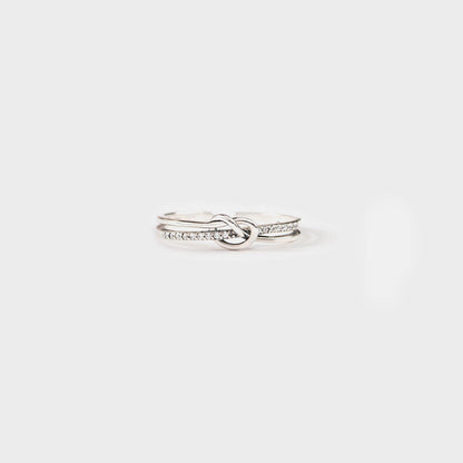 925 Sterling Silver Double - Layered Knot Ring - Ayida Moissanite