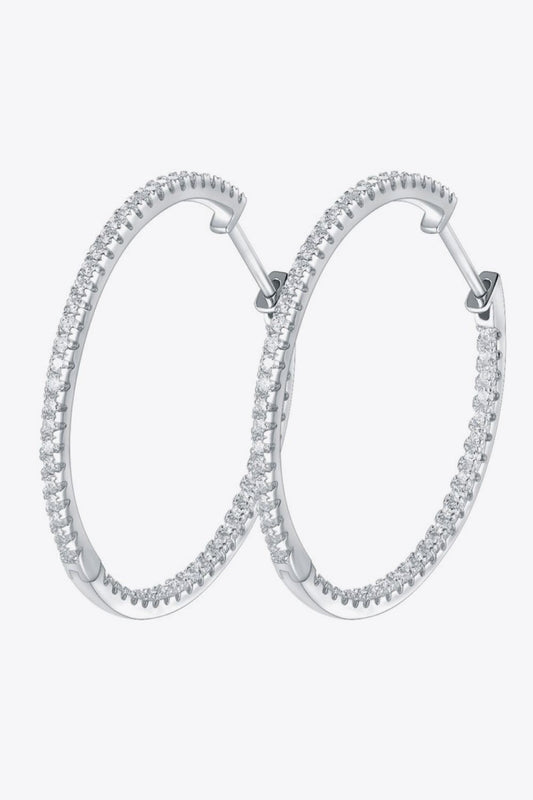 Adored Inlaid Moissanite 925 Sterling Silver Hoop Earrings - Ayida Moissanite