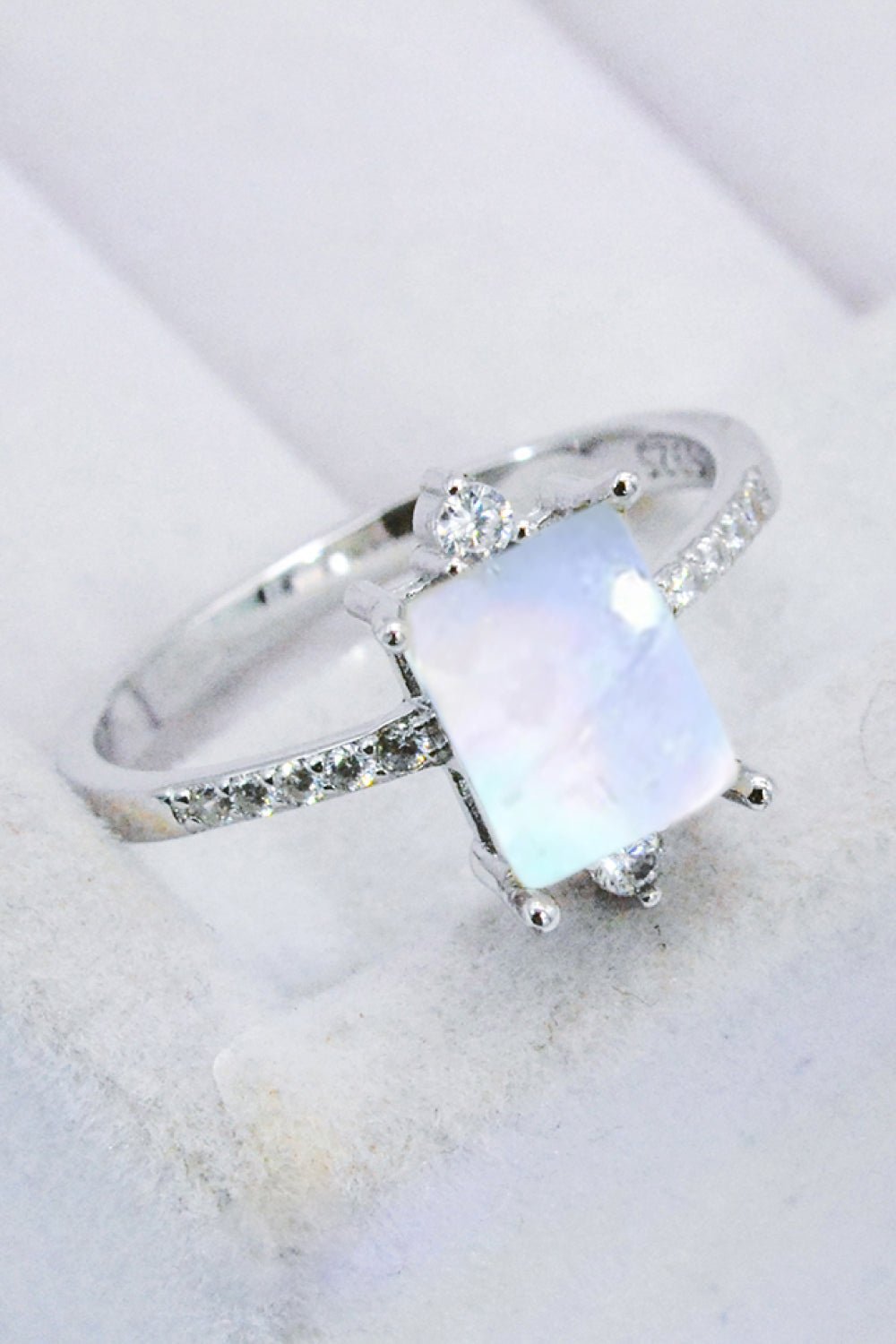 925 Sterling Silver Square Moonstone Ring - Ayida Moissanite