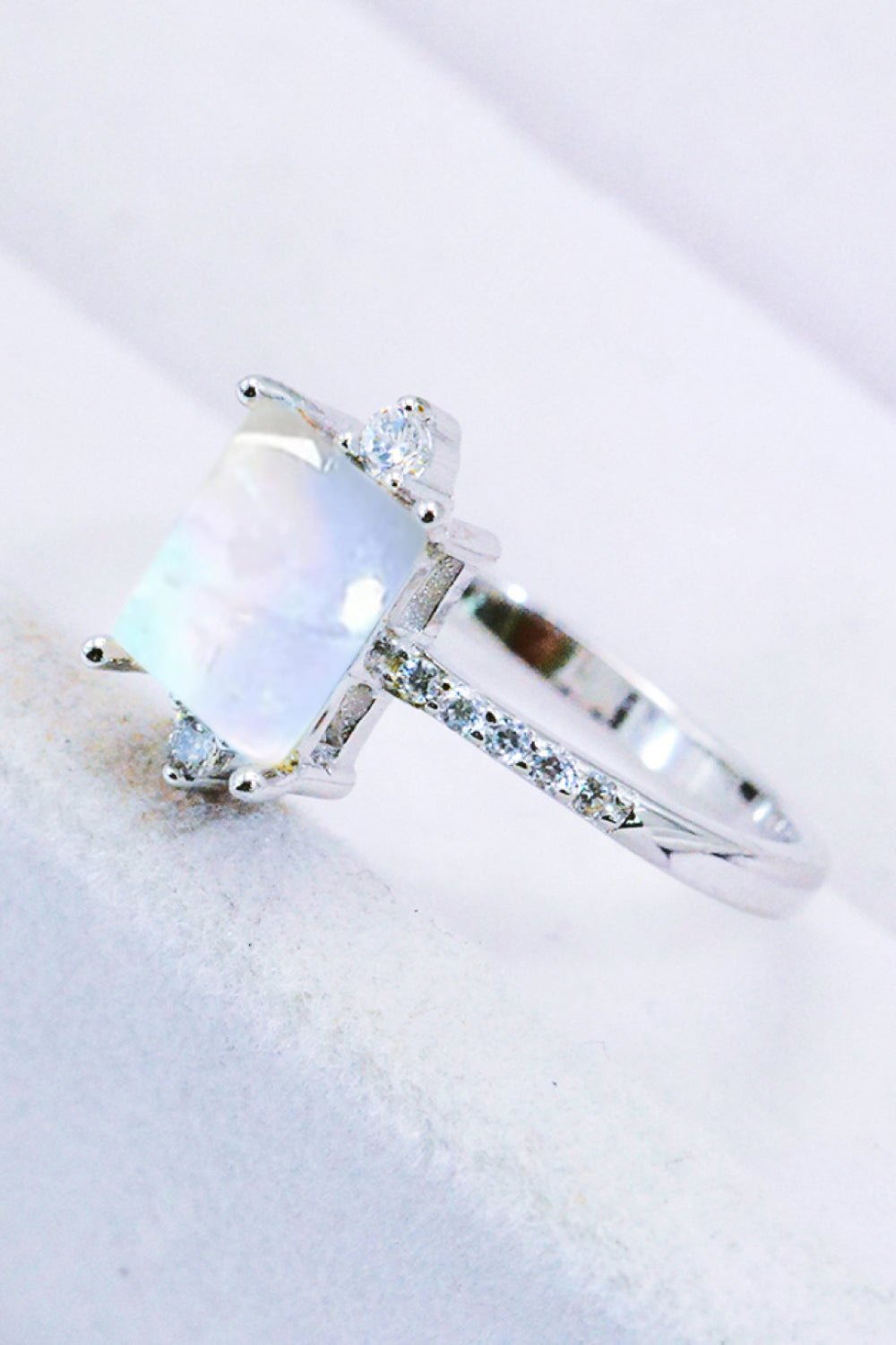 925 Sterling Silver Square Moonstone Ring - Ayida Moissanite