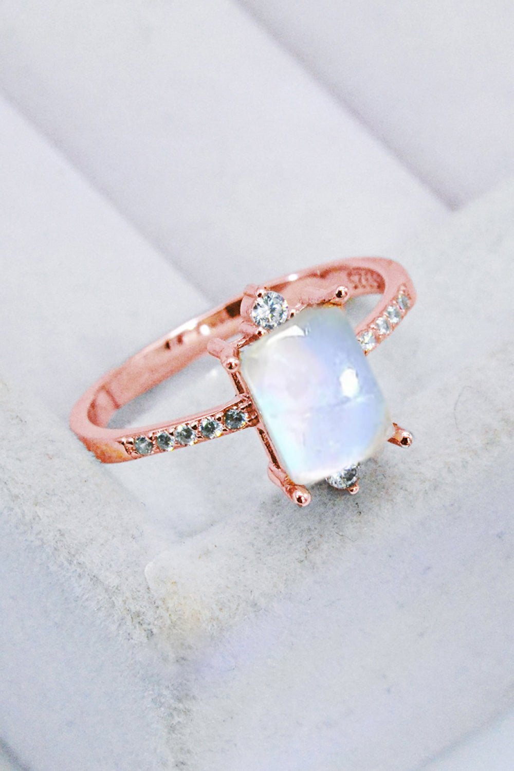 925 Sterling Silver Square Moonstone Ring - Ayida Moissanite