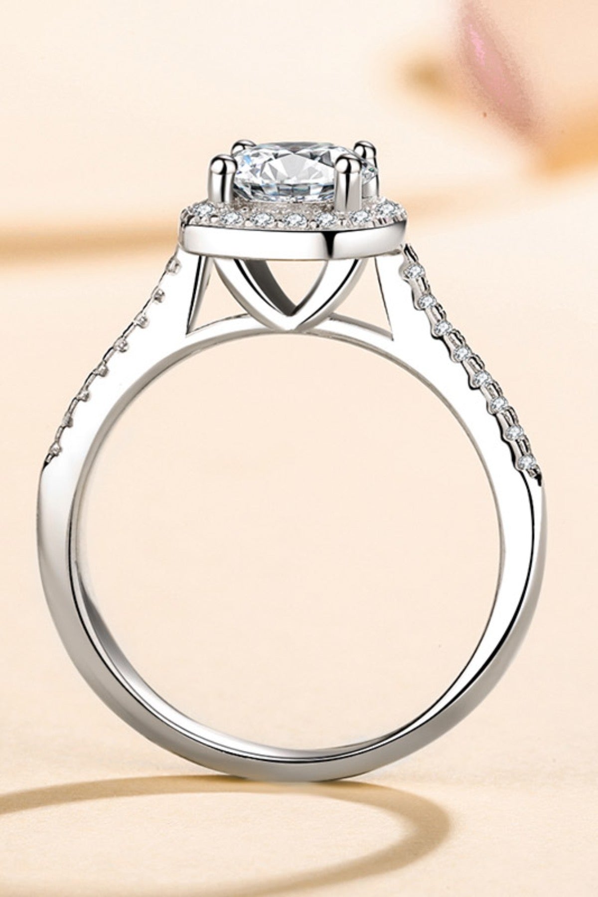 Bague HALO en Argent 925 Plaqué Platine avec Moissanite 1 Carat - Ayida Moissanite