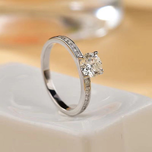 Bague SOLITAIRE en Argent 925 avec Moissanite et Zircon Incrusté - Ayida Moissanite