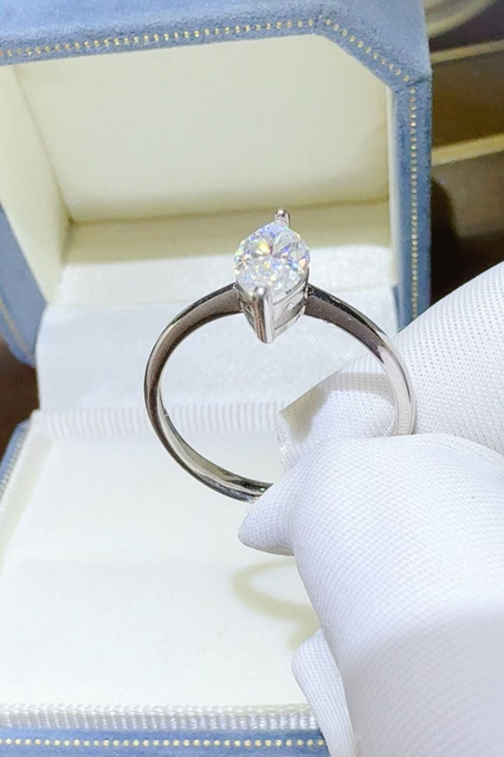 Bague SOLITAIRE Coupe Marquise en Argent 925 avec Moissanite 2 Carats - Ayida Moissanite