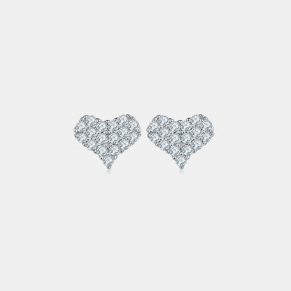 Moissanite 925 Sterling Silver Heart Stud Earrings - Ayida Moissanite