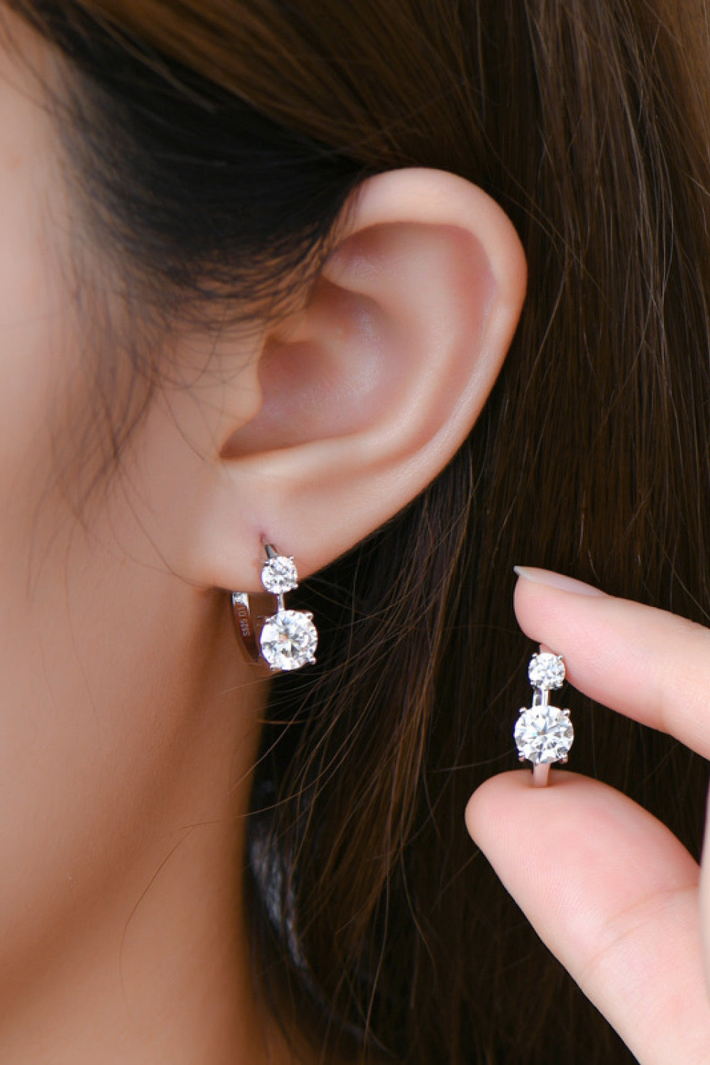 Boucles d'oreilles en argent sterling 925 avec moissanite de 1,3 carat - Ayida Moissanite