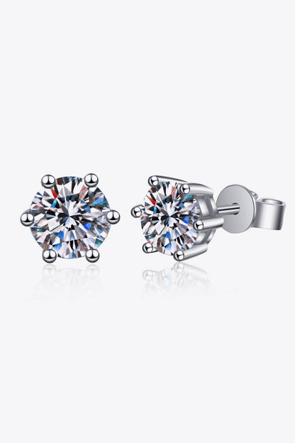 Boucles d'oreilles en moissanite de 2 carats en argent sterling 925 avec 6 griffes - Ayida Moissanite