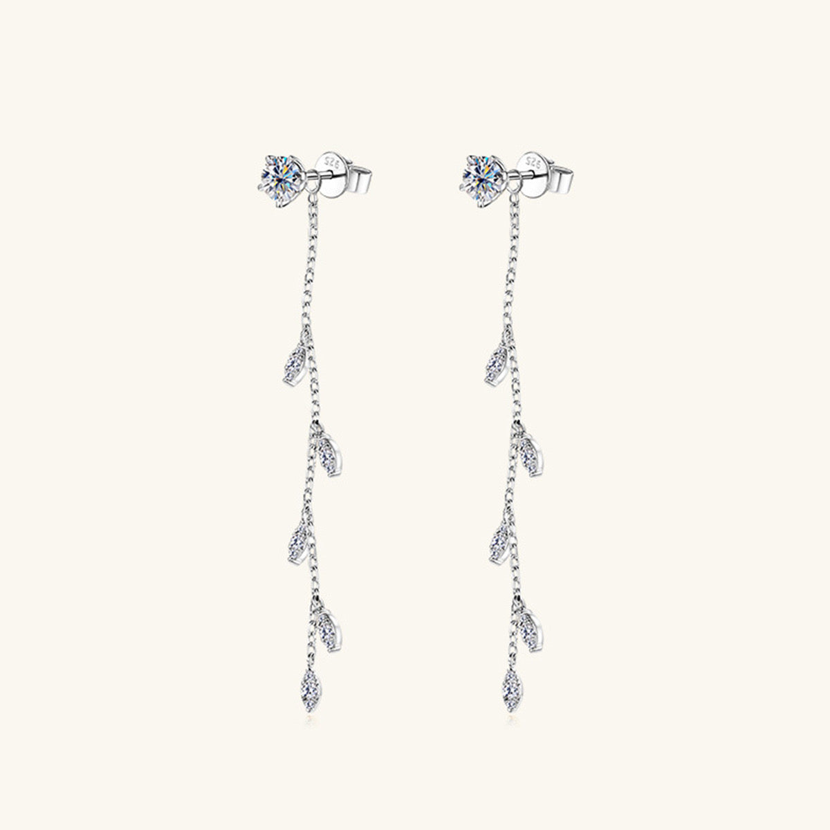 Boucles D’Oreilles Feuille 1.38 Carat Moissanite Argent 925 - Silver / One Size - boucles d’oreilles en forme de feuille