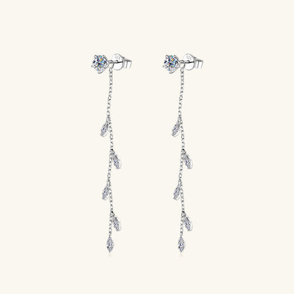 Boucles D’Oreilles Feuille 1.38 Carat Moissanite Argent 925 - Silver / One Size - boucles d’oreilles en forme de feuille