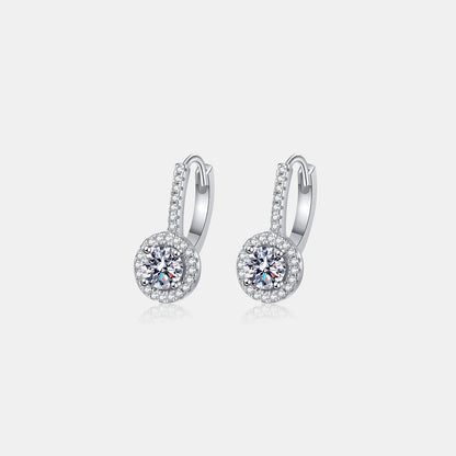 Boucles d’Oreilles Pendantes en Halo avec Moissanite 1 Carat en Argent Sterling 925 - Ayida Moissanite