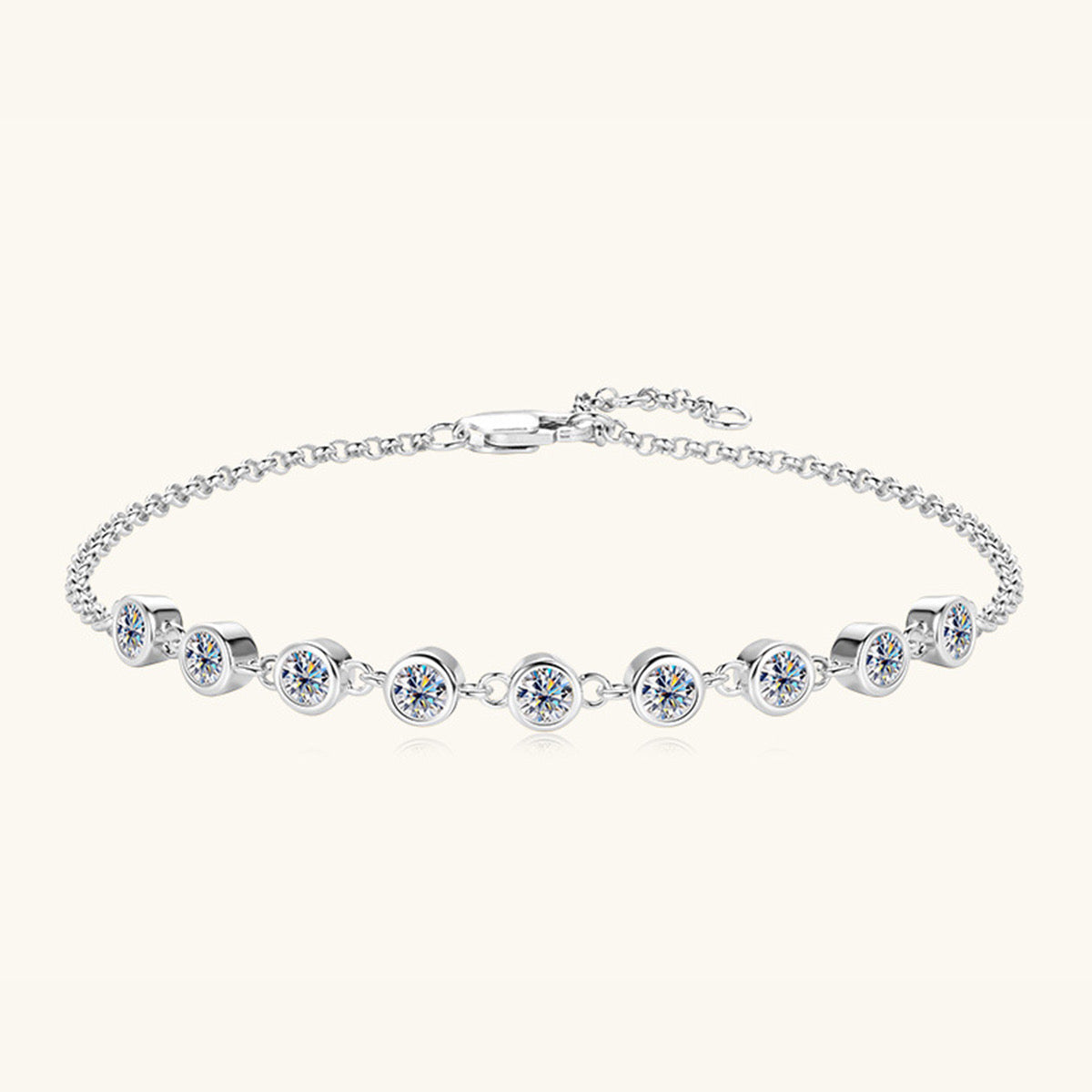 Inlaid Moissanite 925 Sterling Silver Bracelet - Ayida Moissanite