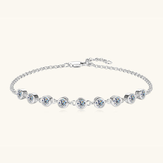 Inlaid Moissanite 925 Sterling Silver Bracelet - Ayida Moissanite