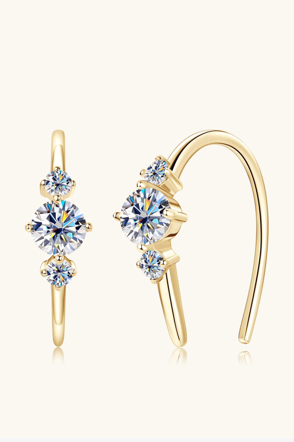 Moissanite 925 Sterling Silver Earrings - Gold / One Size