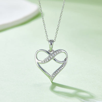 Moissanite 925 Sterling Silver Heart Necklace - Ayida Moissanite